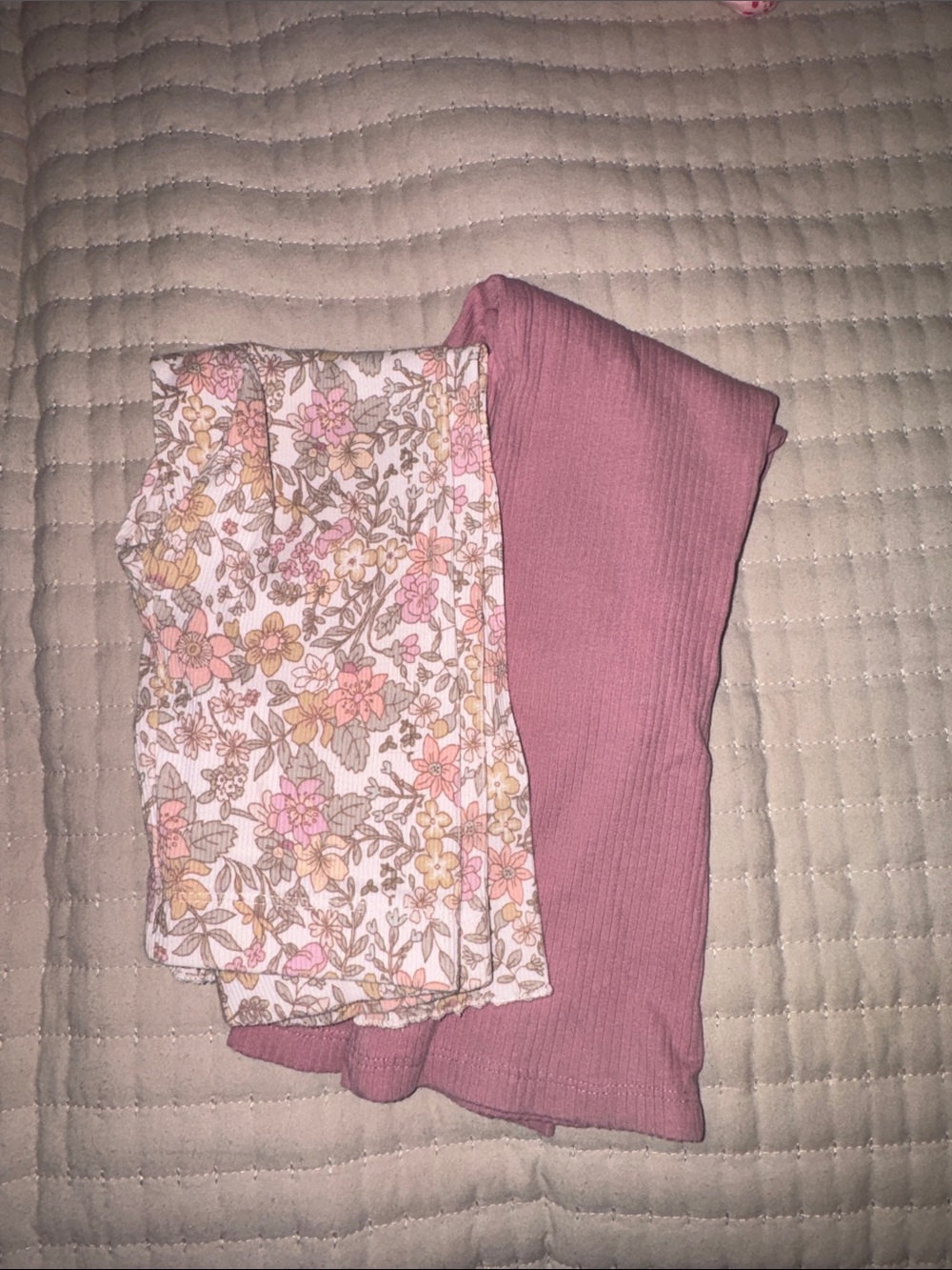 next Girls' Pink Floral & Dusty Rose Ribbed Leggings